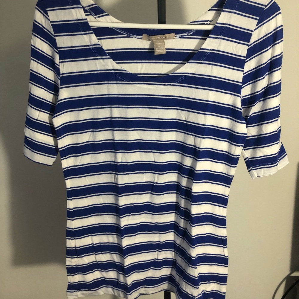 Banana Republic Small 3/4 shirt, white and blue stripes, very flattering
